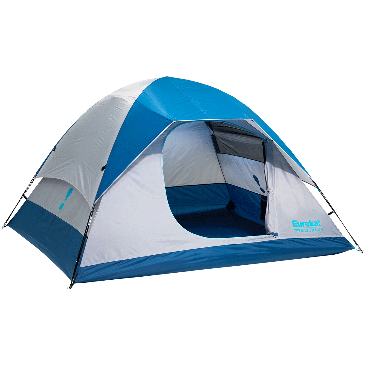 Tetragon NX 2 person tent with rainfly on and with door opened and closed