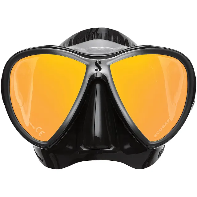 Synergy 2 Twin Trufit Dive Mask, Black/Silver Mirrored