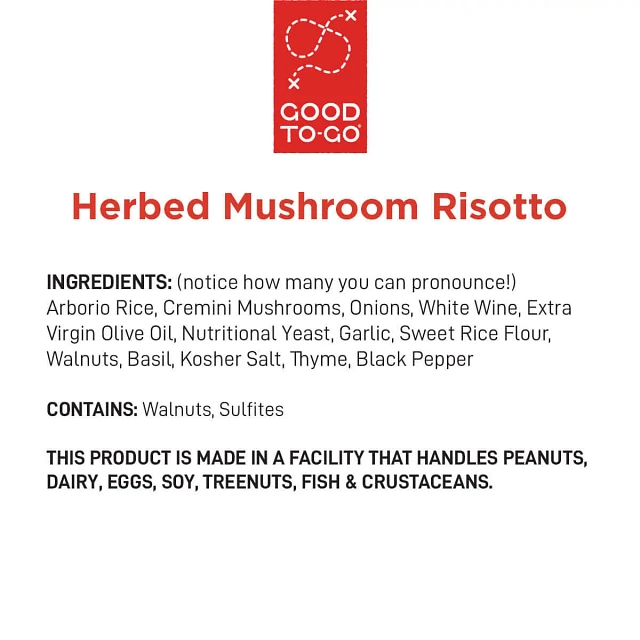 Good To-Go Herbed Mushroom Risotto Ingredients