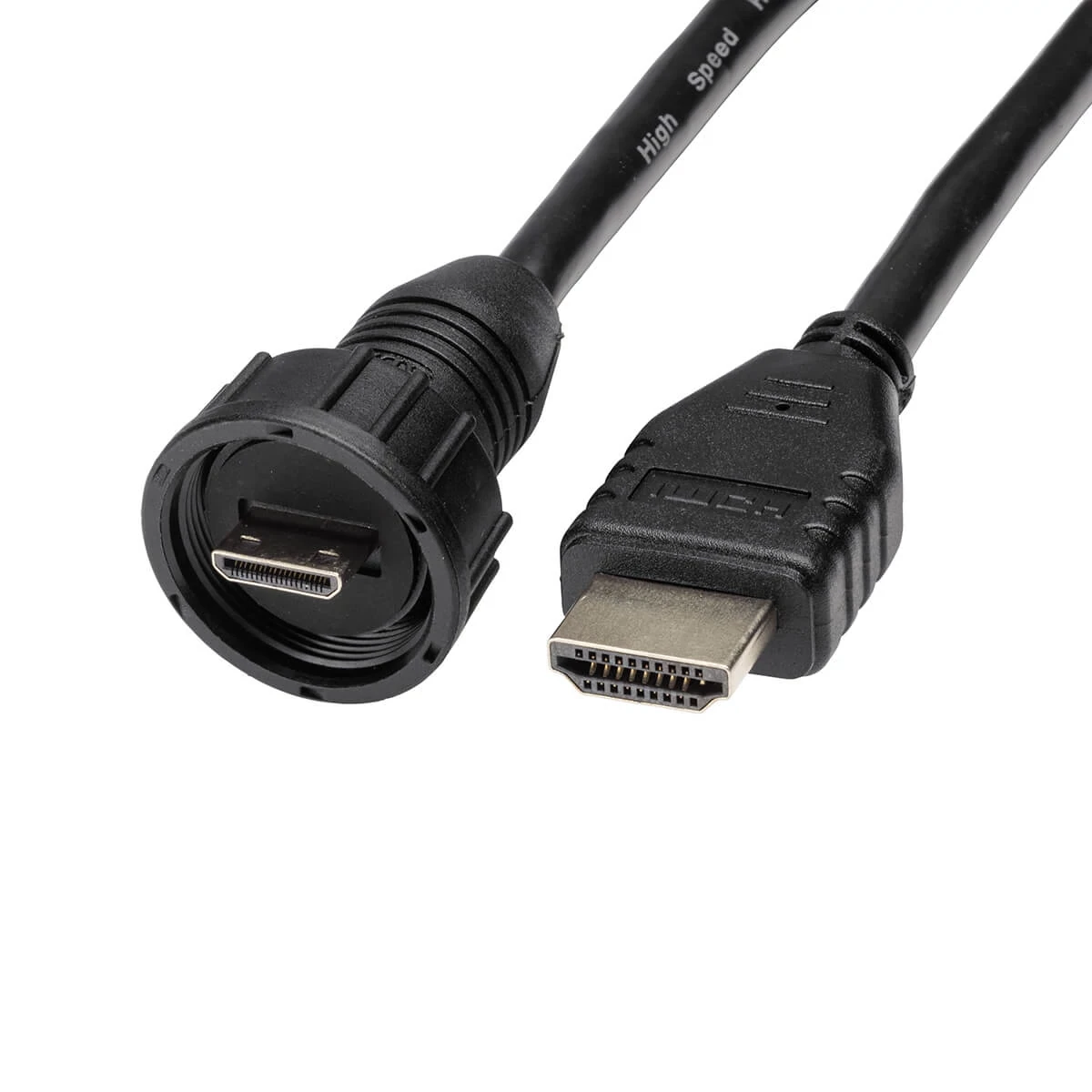 Closeup of AD HMDI 10 - HDMI Video Cable cable ends