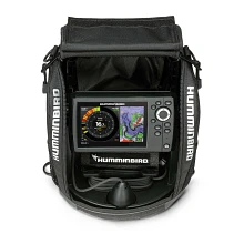 ICE HELIX 5 CHIRP GPS G2 top view with transducer tucked in case