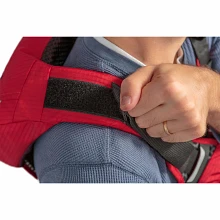 Closeup of Velcro shoulder strap on Solitude II PFD 