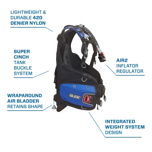 Glide BCD, w/ AIR2, Blue, 2XL - SCUBAPRO Glide BCD, w/ AIR2, Blue, 2XL - SCUBAPRO