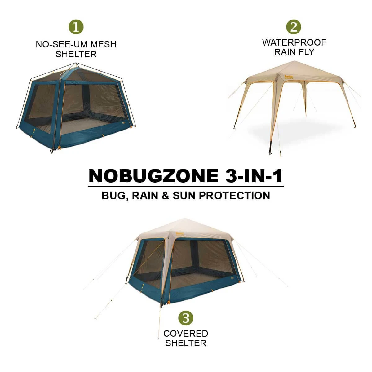 NoBugZone 3-in-1 screen house 3 set up options