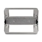Humminbird In-Dash Mounting Kit - XPLORE: A rectangular mounting bracket, with a silver-gray open frame, a darker gray central bar, two silver rivets, and two black knobs.