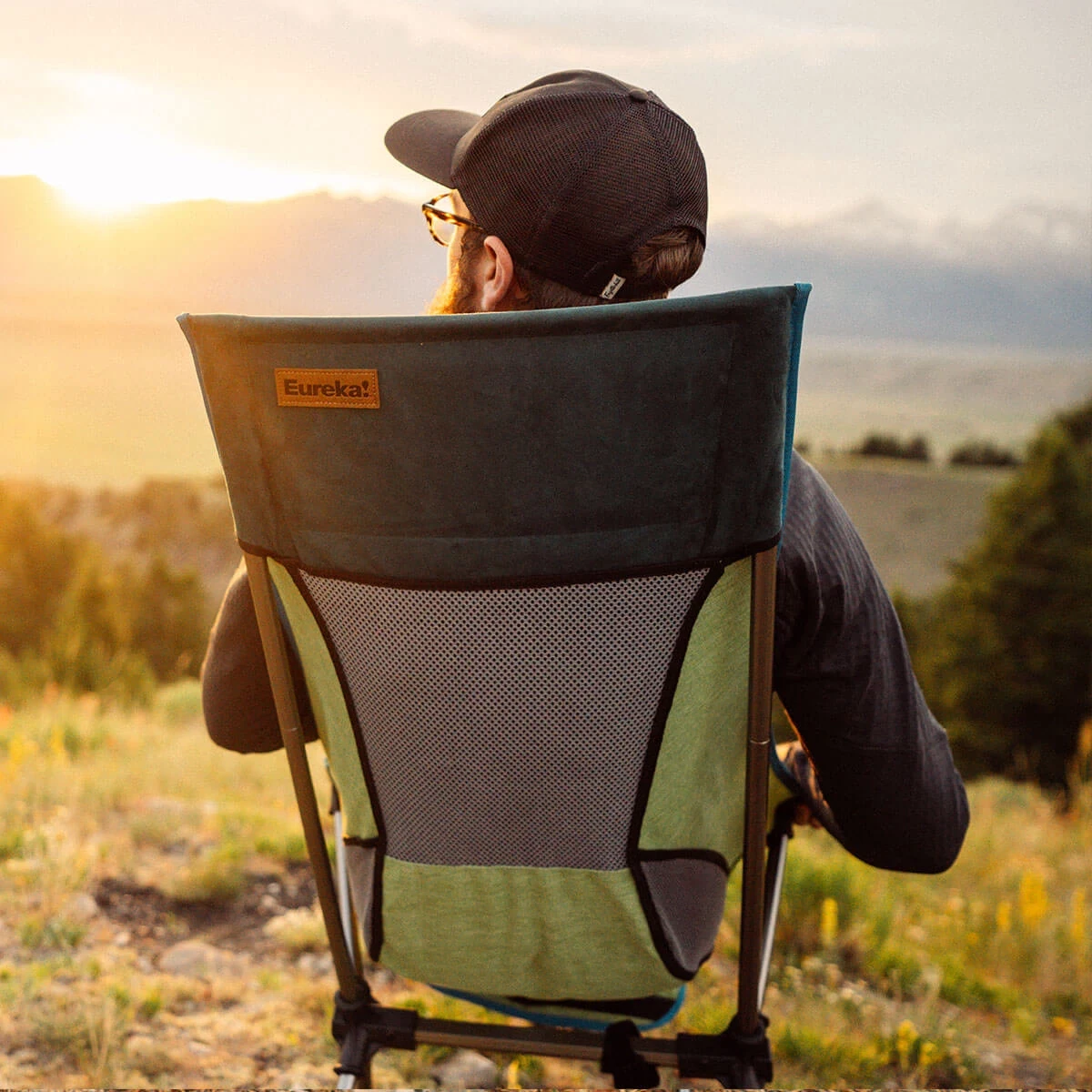 Relaxing in Eureka! Tagalong Comfort Camp Chair enjoying the outside view