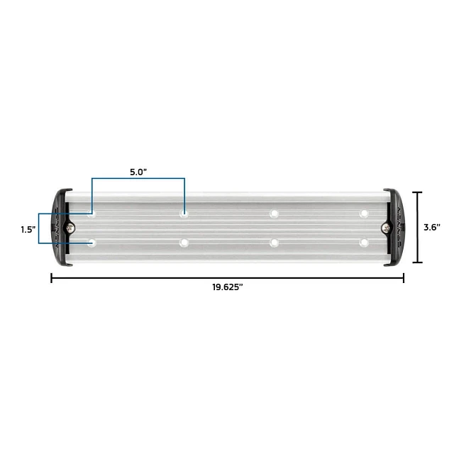 18-inch aluminum mounting track overhead view with measurements