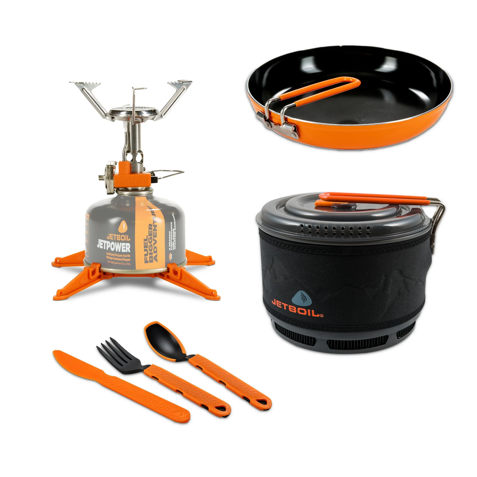 MightyMo Group Cook Bundle included MightyMo, Summit Skillet, 1.5 Ceramic Cook Pot, and TrailWare