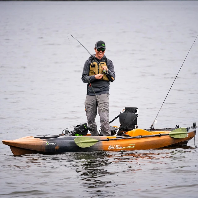 Fishing from the Old Town Sportsman BigWater ePDL+ 132 fishing kayak