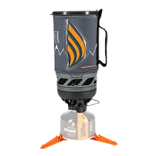 Assembled Jetboil Flash Cooking system in Wilderness with hot heat indicator