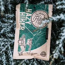 Closeup of Hikers Brew Hazy Hiker Trail Coffee packet