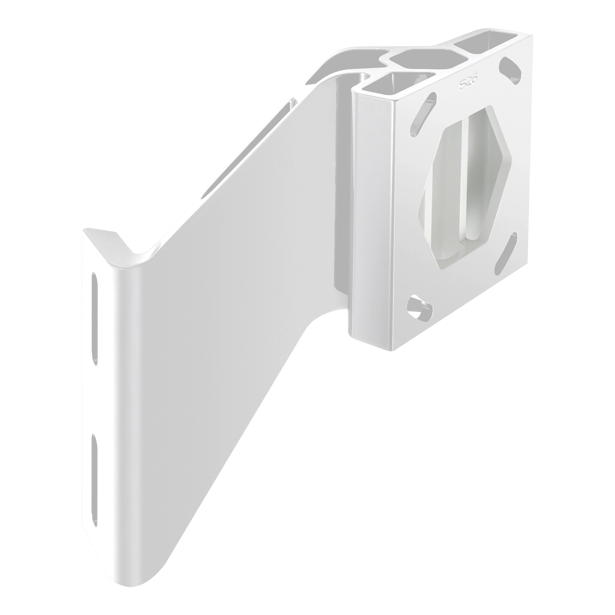 Angled view of white, 6" starboard jack plate for Raptor shallow water anchor