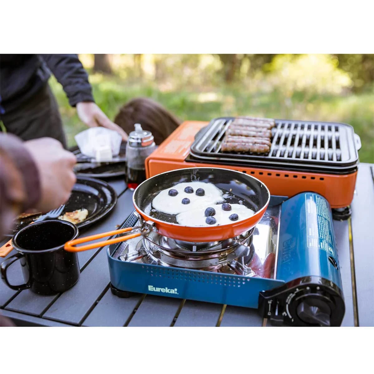 Cooking blueberry pancakes on the SPRK⁺ Camp Stove™