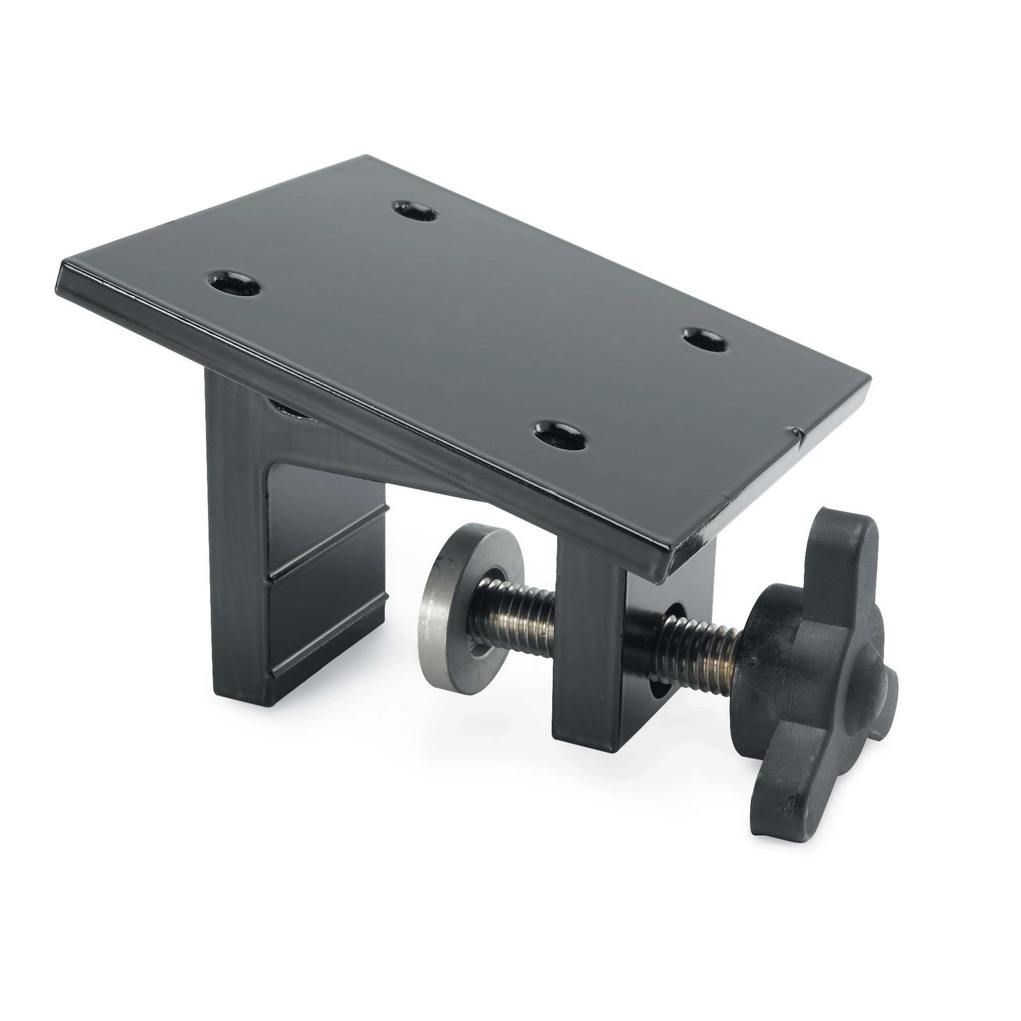 Black metal rail mount with adjustable clamp