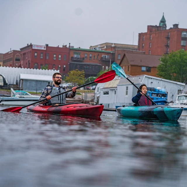 Paddling in the Old Town Loon 106 recreational kayak