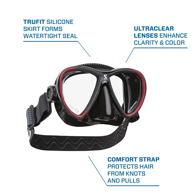 Synergy Twin Trufit Dive Mask, Black/Red