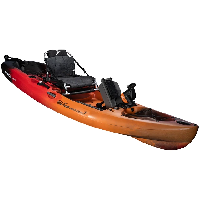 Old Town Ocean Kayak Malibu PDL Lava Recreational Kayak - Angled View with Prop Up