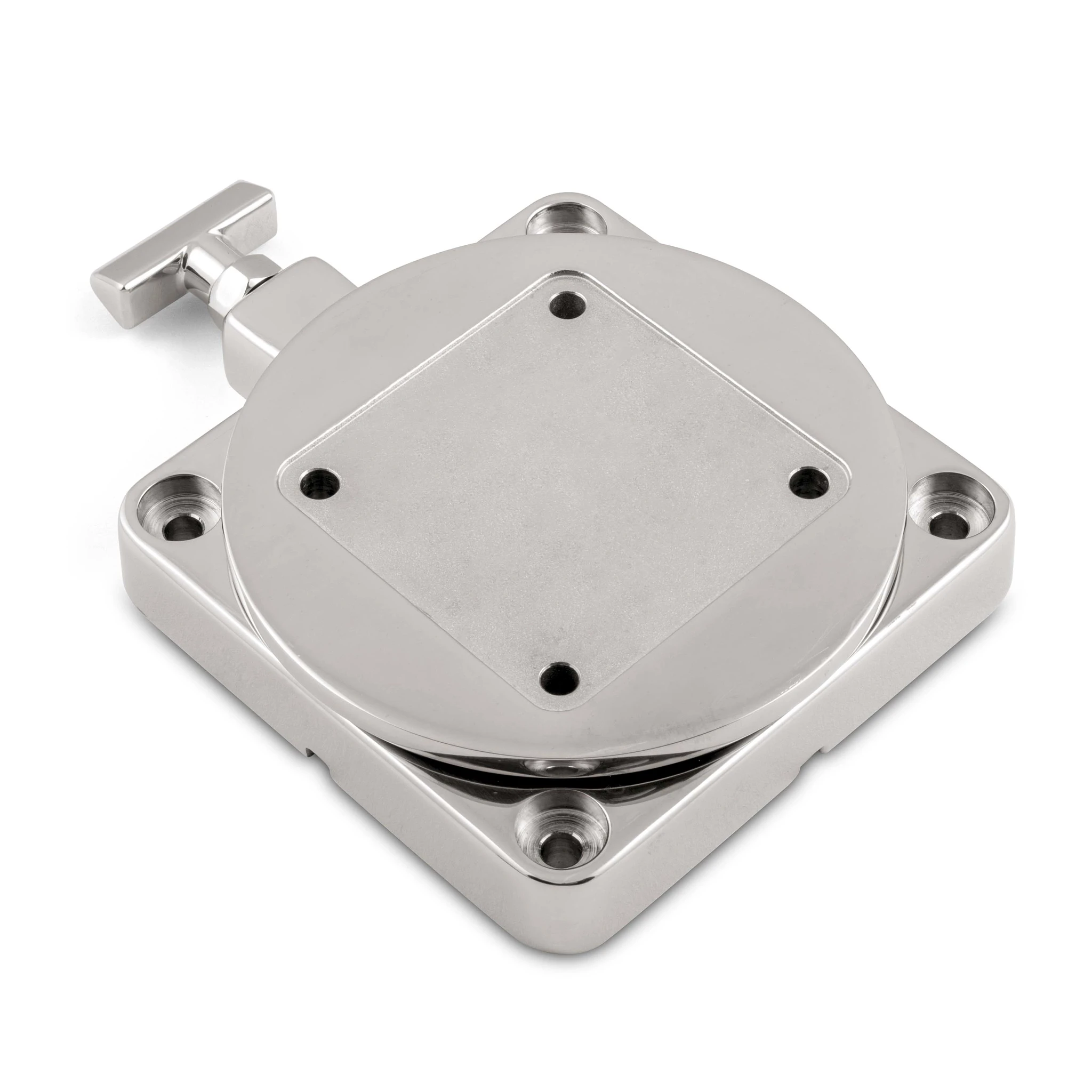 Stainless steel swivel base top view
