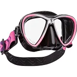 Synergy Twin Dive Mask w/Comfort Strap, Black/Pink/Silver