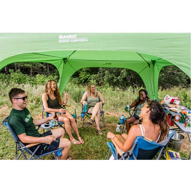 Group using the Desert Canyon 4 tent shelter pitch option