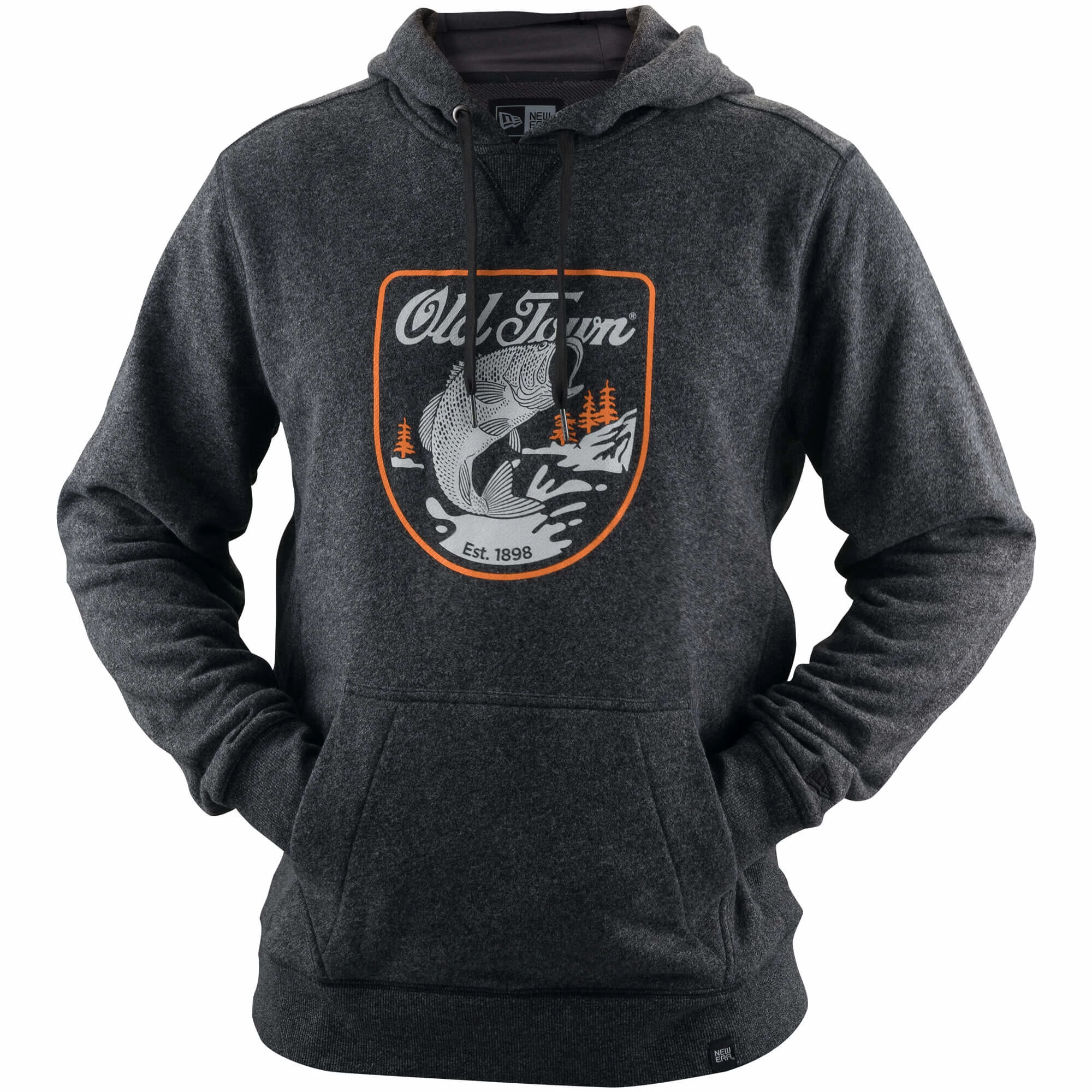 Old Town Men's New Era French Terry Pullover Hoodie - Bass in Black Twist UPC 0759239310731, S