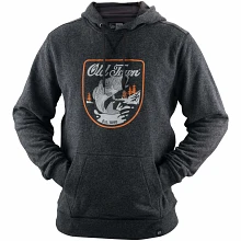 Men's French Terry Pullover Hoodie - Bass Fish in Black Twist