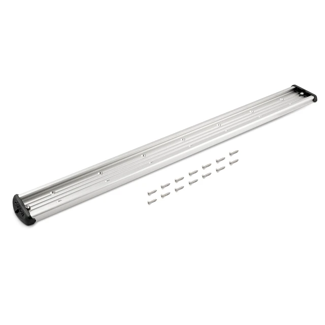 36-inch aluminum mounting track with fourteen Phillips head screws for mounting