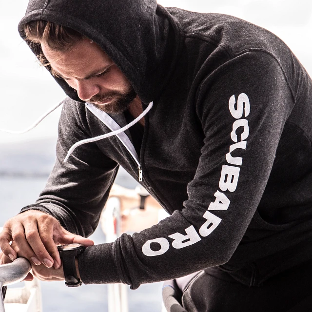 Charcoal Gray Zip-Up Hoodie, XS - SCUBAPRO Charcoal Gray Zip-Up Hoodie, XS - SCUBAPRO