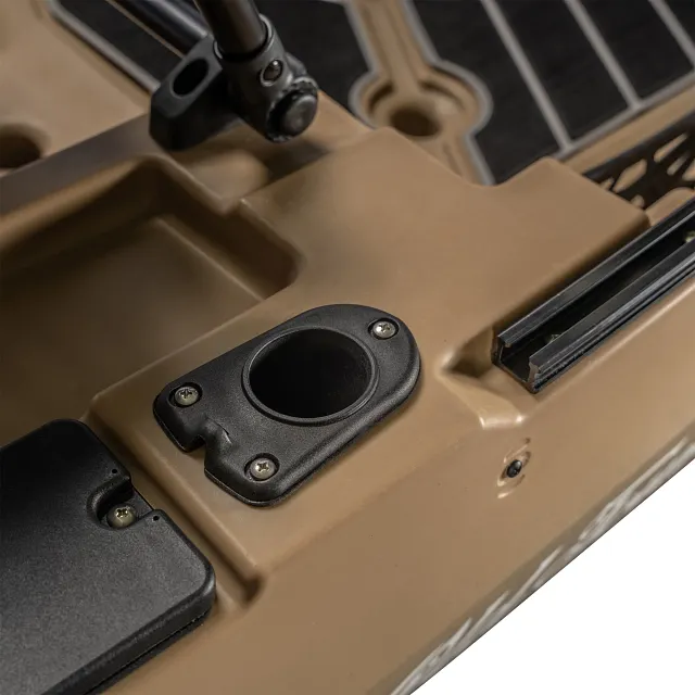 Closeup of rod holder on Old Town Sportsman 120 Pro