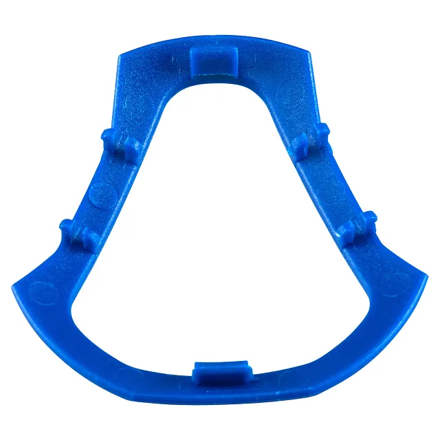 Rückansicht des blau gefärbten C370‑Rahmenzubehörs auf weißem Hintergrund.