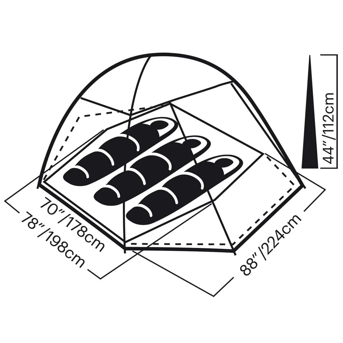 Summer Pass 3 tent spec diagram