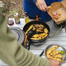 Cooking food on the Jetboil Genesis Basecamp System