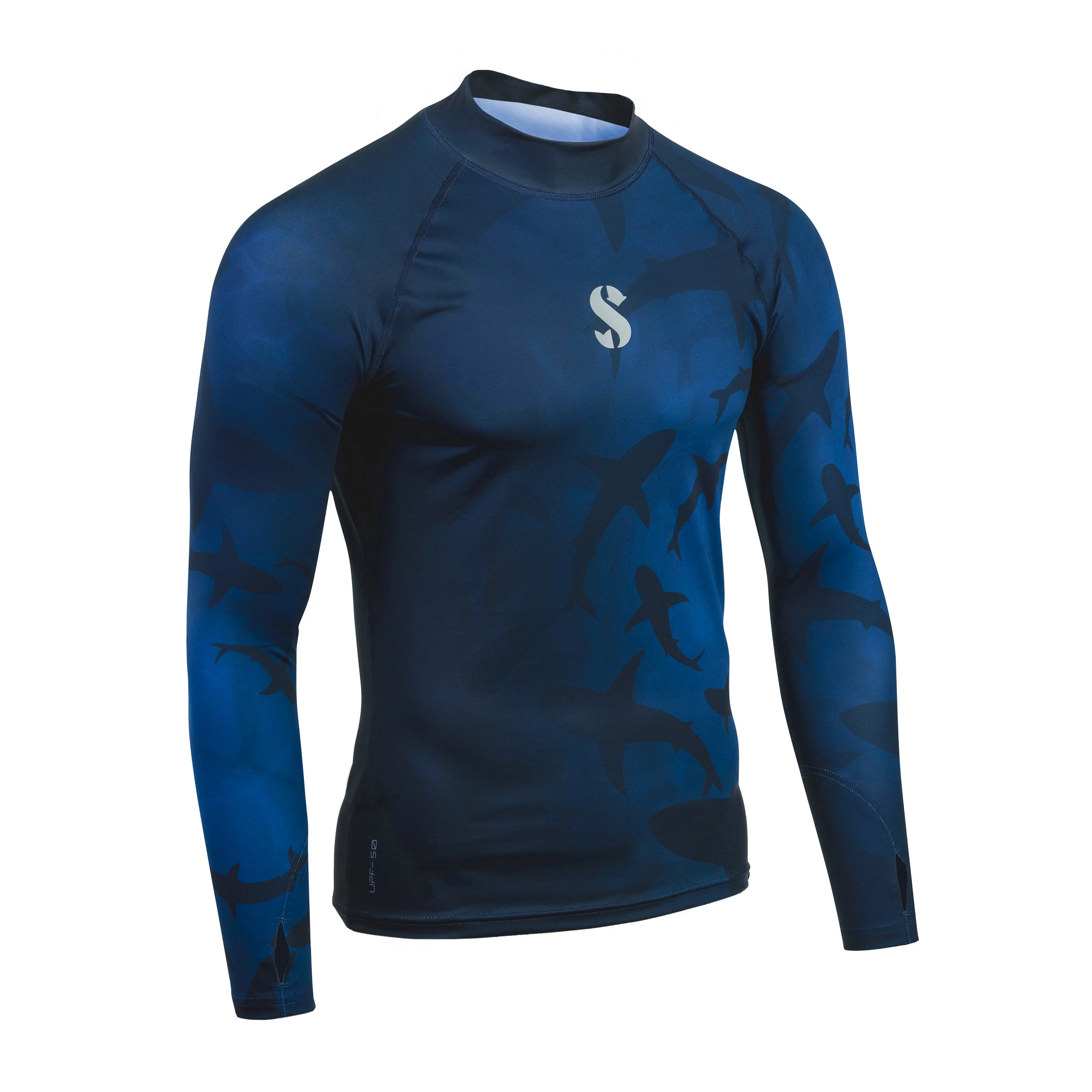 UPF 50 T-Flex Rash Guard, Long Sleeve, Men, Shark, S - SCUBAPRO