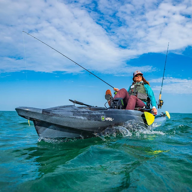 Fishing from the Old Town Sportsman BigWater ePDL+ 132 fishing kayak