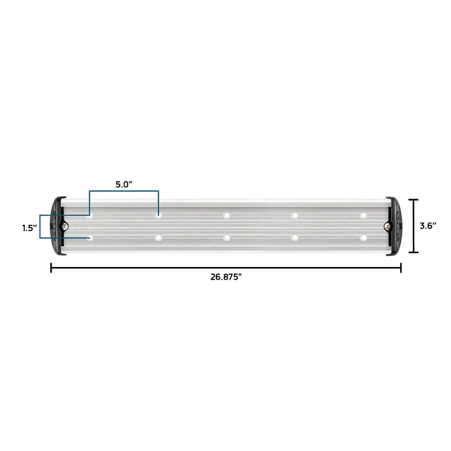 24-inch aluminum mounting track overhead view with measurements