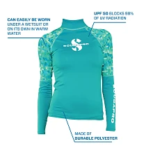 UPF 50 Long Sleeve Rash Guard, Women, Caribbean, XS - SCUBAPRO UPF 50 Long Sleeve Rash Guard, Women, Caribbean, XS - SCUBAPRO