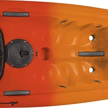 Footwells, closed hatch, side and middle carry handles on the Old Town Ocean Kayak Venus Kayak