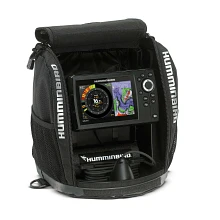 ICE HELIX 5 CHIRP GPS G2 All-Season with split view of flasher and GPS