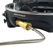 Closeup of JetLink hose connected to JetLink Output port on Jetboil HalfGen Stove