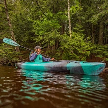 Paddling in the Old Town Loon 106 recreational kayak