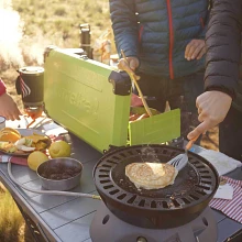 Cooking pancakes on the Gonzo Grill