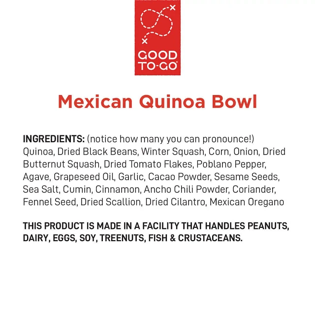 Good To-Go Mexican Quinoa Bowl Ingredients