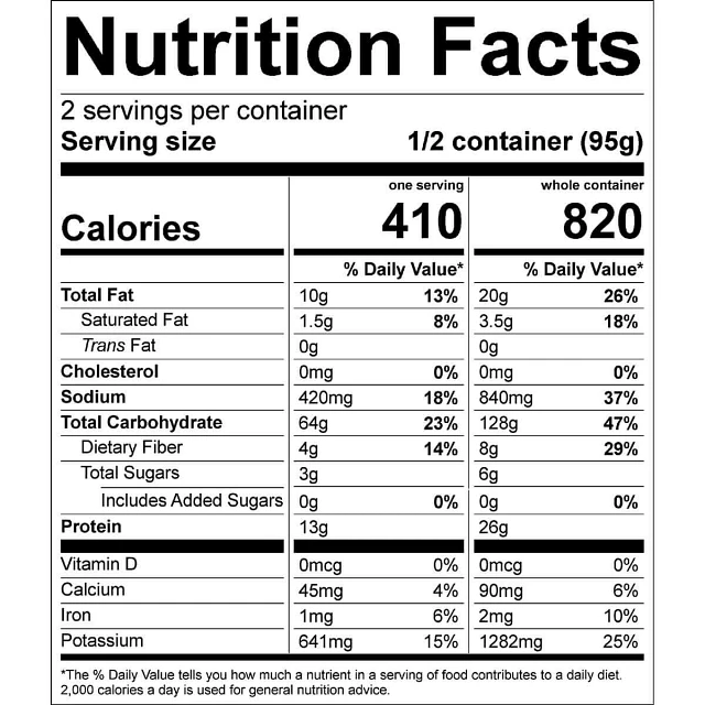 Good To-Go Herbed Mushroom Risotto Nutritional Info