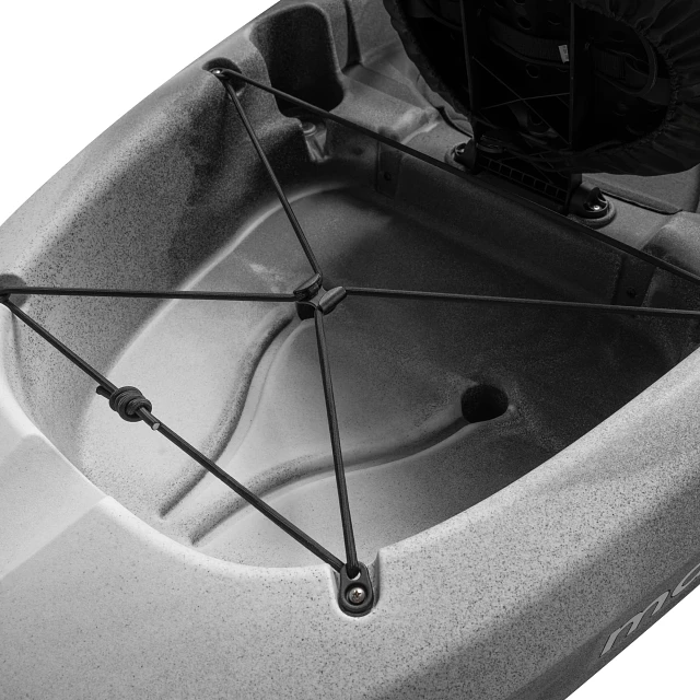 Stern tankwell secured with bungees on the Old Town Ocean Kayak Malibu Two XL kayak