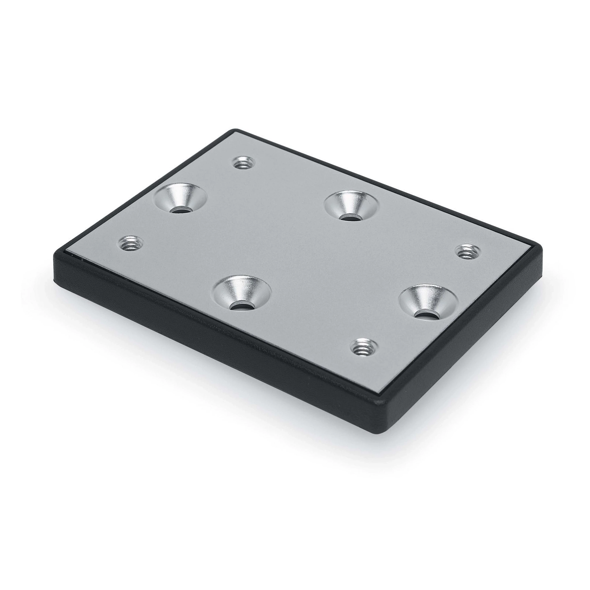 Metal mounting plate with black boot