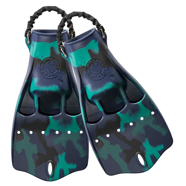 Jet Fin w/ Spring Heel Strap, Dark Blue Camo, M - SCUBAPRO Jet Fin w/ Spring Heel Strap, Dark Blue Camo, M - SCUBAPRO