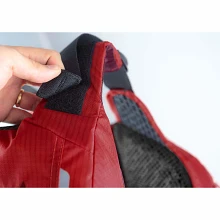 Closeup of Velcro shoulder strap on Solitude II PFD 