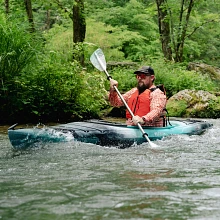 Paddling in the Old Town Loon 126 recreational kayak