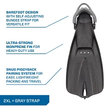 GO Travel Fin, Black w/Grey Strap, 2XL