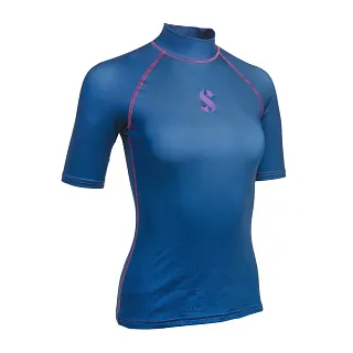 UPF 50 T-Flex Rash Guard, Short Sleeve, Women, Ocean - Right